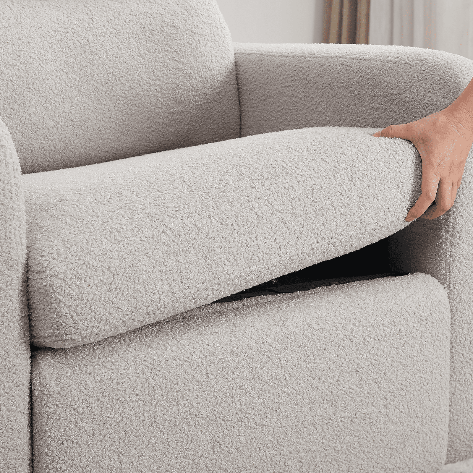 Aemeios Swivel Manual Recliner Chair Teddy Fabric Nursery Glider Rocker Recliner, Gray