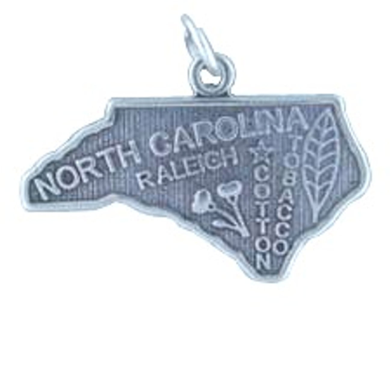Sterling Silver NORTH CAROLINA State Map Outline Word Charm