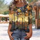 thumbnail image 4 of Xuyuer Fashion Women's Boho Unisex Print Loose Casual Round Neck 3/4 Sleeve T-Shirt Oversized Top, 4 of 7