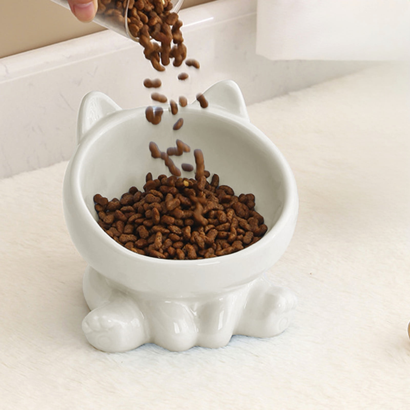 Pet Bowl, Elevated Ceramic Cat Bowl, Reducing Neck Bending and Pressure, for Indoor Cats and Small Dogs Food Bowls, 4x5in