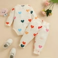 thumbnail image 4 of Youmylove Two Piece Girls Outfits Boys Girls Valentine'S Day Long Sleeve Hearts Printed Romper Bodysuit Pants Outfits, 4 of 8