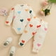 thumbnail image 4 of Unisex Jumpers for Baby Girl Clothes Boys Girls Valentine's Day Long Sleeve Hearts Printed Romper Bodysuit Pants Outfits Size 6-9 Months White, 4 of 8