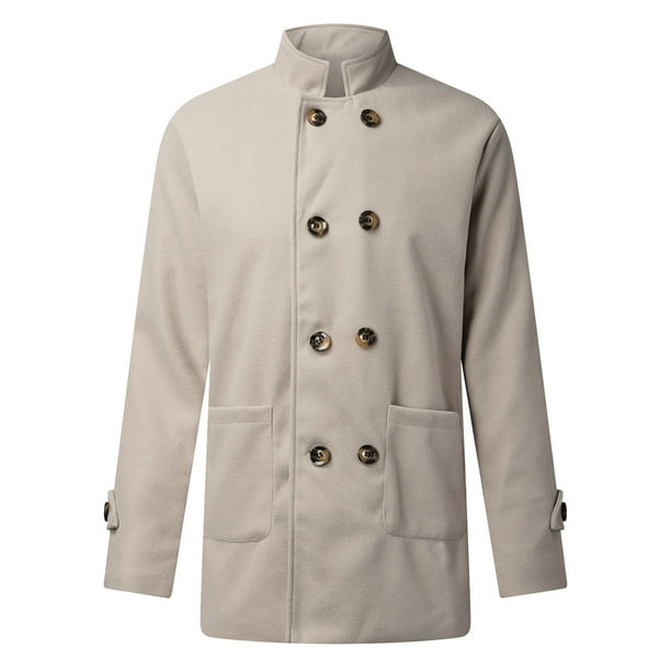Chaqueta de abrigo de color sólido de moda con cuello de traje de invierno para hombre Pompotops oipoqjl22008