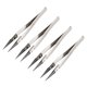 thumbnail image 1 of Pinzas de cerámica de precisión no conductivas antiestáticas, pinzas rectas puntiagudas, tono plateado y negro, 4 piezas, 1 of 4