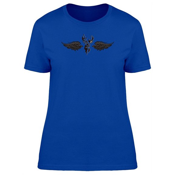 Grunge Deer Winged Head T-Shirt Women -Image by Shutterstock, Female Small