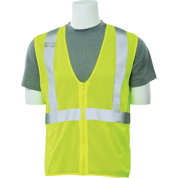 S363 Mesh ANSI Class 2 Zippered Vest in Hi-Viz Lime, 5X