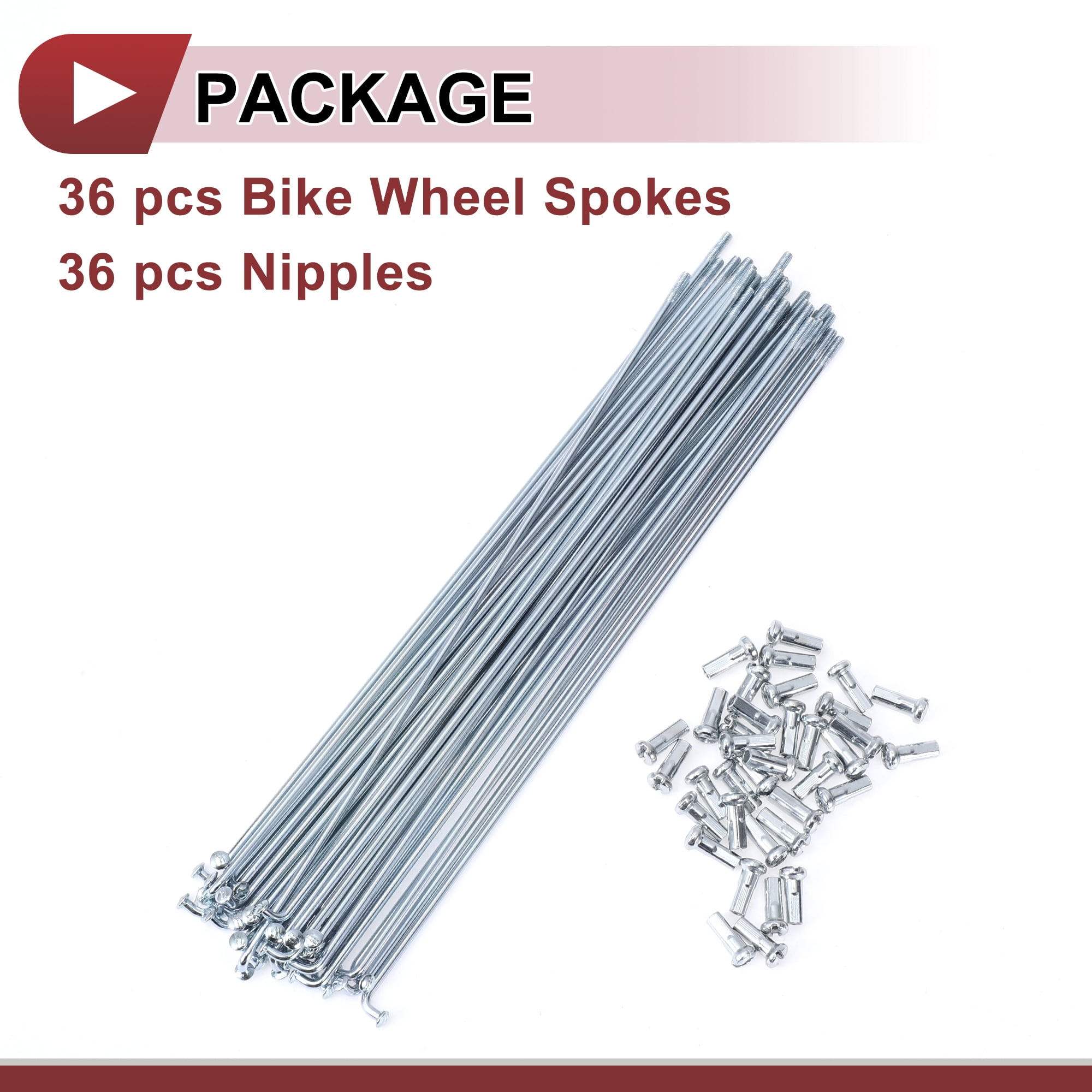 Unique Bargains 36Pcs 13G Bike Wheel Spokes Galvanized Carbon Steel Silver Tone 7.68"