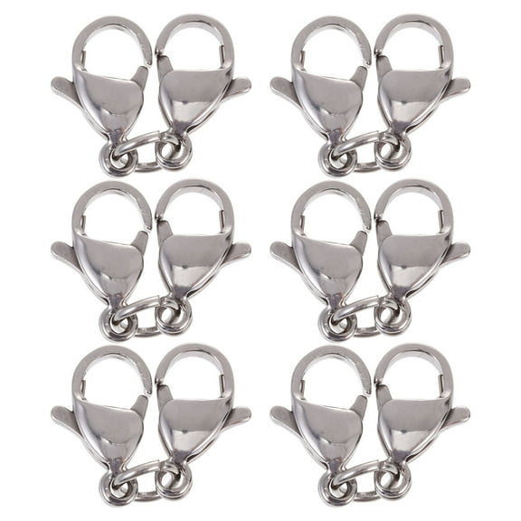 VILLCASE 10pcs Stainless Steel Lobster Clasp Extenders Double Headed Jewelry Connectors for Necklace Bracelet Repair and Extension
