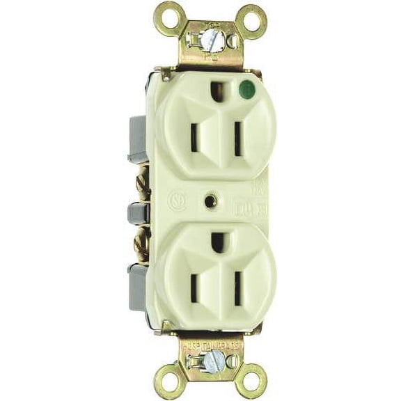 Leviton 8200-HI 15 Amp 125-Volt 2-Pole Hospital Grade Duplex Outlet Straight Blade, Ivory