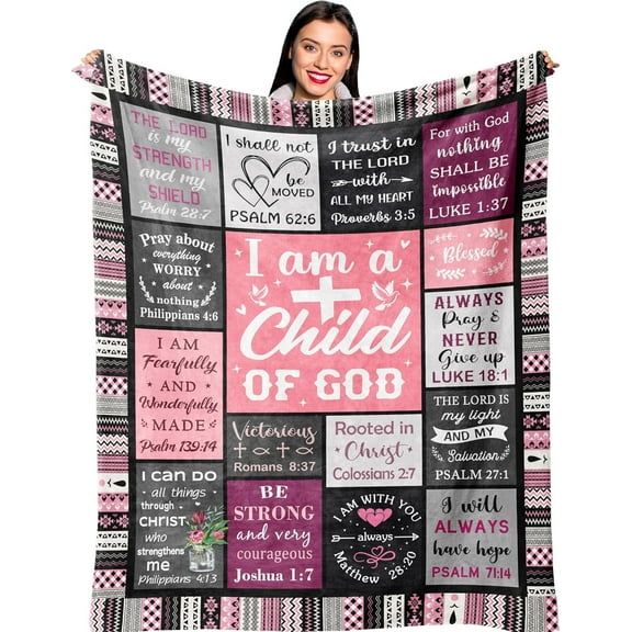 Christian Gifts for Women Faith, Baptism Confirmation Gifts for Girls Kids, Inspirational Religious Birthday Gifts, Catholic Spiritual Gifts for Woman, I Am a Child of God Blanket 60 x 50