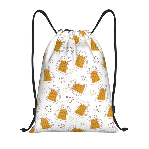 Fotbe Beer Bolsa Mochila con Cordón Estampada, Bolsa de Gimnasio Deportiva, Bolsa Cinch, Bolsa con Cordón para Hombres y Mujeres-Medium