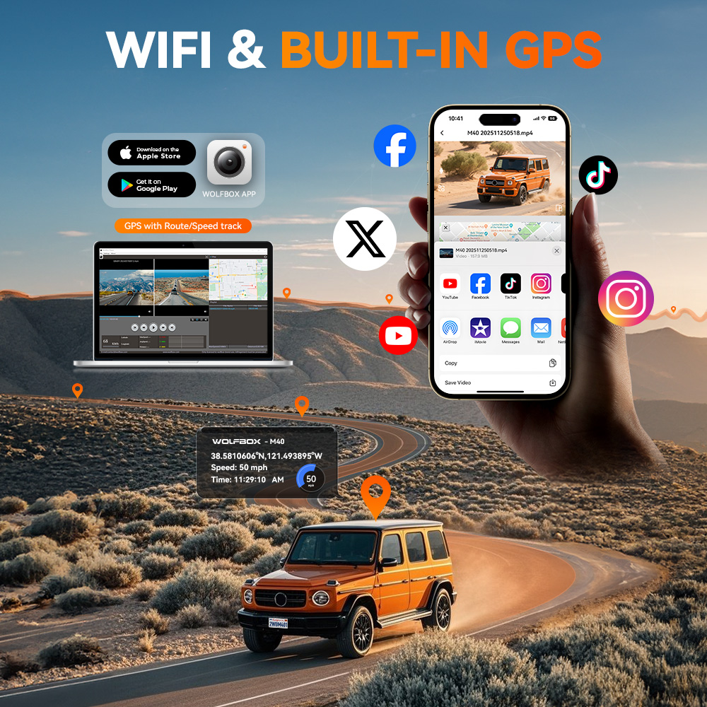 WolfBox M40 10-Inch Mirror Dash Cam 4K+1080P photo 8