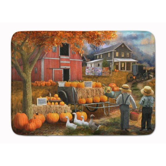 Fall Amish Pumpkin Stand Machine Washable Memory Foam Mat