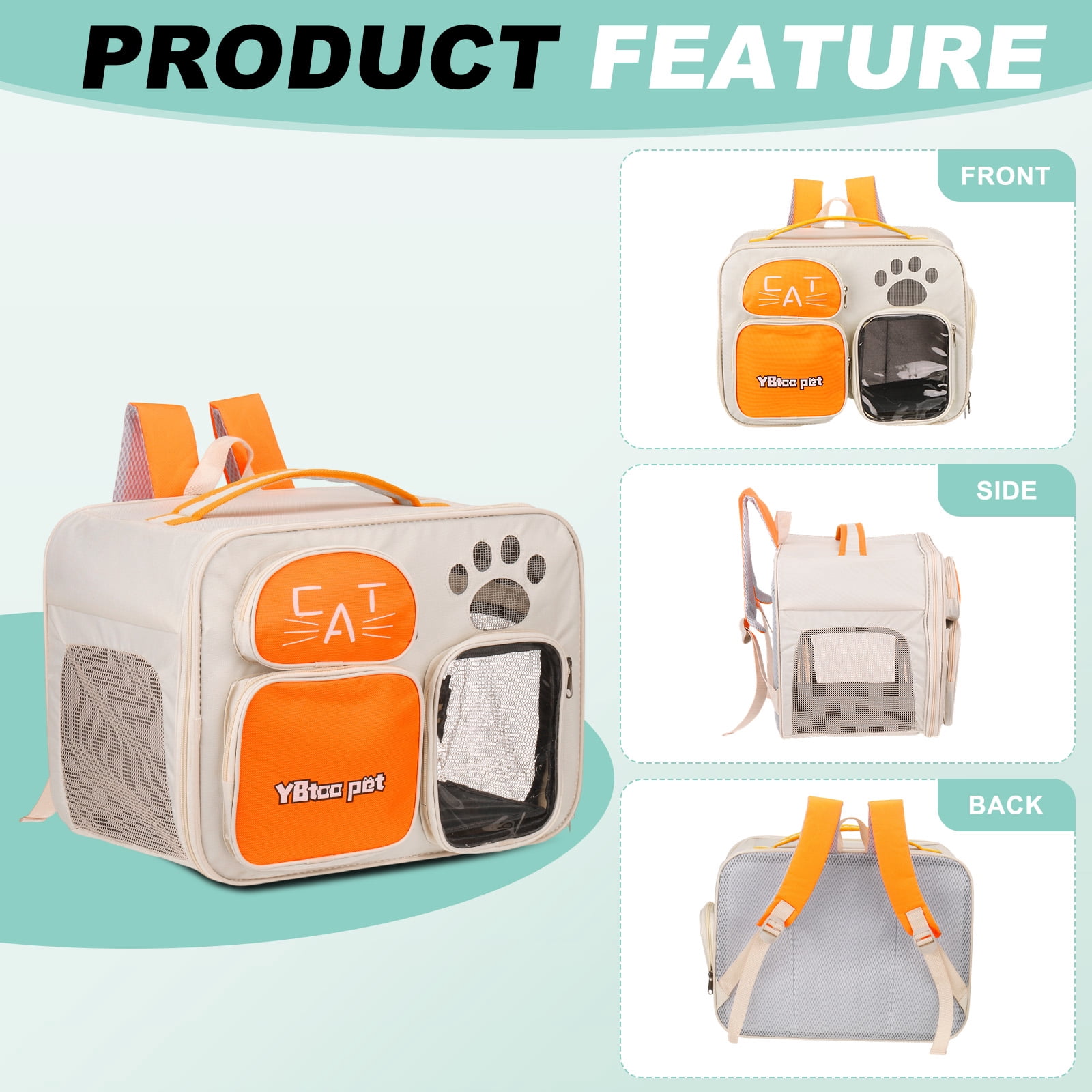 Uxcell Cat Backpack Carrier, Breathable Dog Backpack for Cats or Small Dogs Yellow
