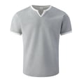 thumbnail image 5 of Leey-World Men T Shirt Men's Waffle T-Shirts Short Sleeve Casual Crew Neck Shirt Cotton Summer Plain Pullover Tees(Grey,XL), 5 of 5