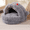 Grey, variant on Colourtree Grey Winter Warm Plush Cat Bed, Enclosed Hooded Pet House with Cute Monster Design, Anti-Collapse Support for Indoor Cats & Small Pets