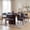 Lucena Oak/Blue, variant on COLAMY 7-Piece Modern Dining Table Set, Sturdy Wood Kitchen Table and 6 Upholstered Dining Chairs for Small Spaces, Mid-Century Farmhouse Dining Room Furniture Set, Lucena Oak/Grey