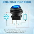thumbnail image 5 of 12V 20A 3 Pin Toggle Rocker Switch with LED Light for Car Marine Boat Waterproof, 5 of 10