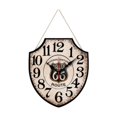 thumbnail image 1 of Reloj de pared vintage con números arábigos, regalo de inauguración de la casa, forma de escudo, reloj colgante, reloj de madera para decoración de, 1 of 8