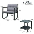 thumbnail image 2 of Barara King 3 Pieces Outdoor Bistro, Wicker Patio Furniture Set Include 2 Rattan Porch Rocking Chairs with Cushions and Coffee Table, for Garden Balcony Backyard Poolside, Gray, 2 of 7