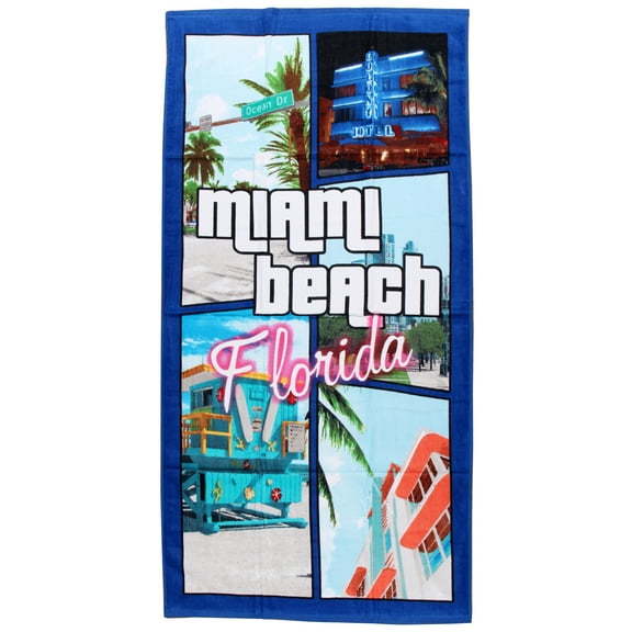 Luxurious - GTA Miami Beach Florida - 100% Cotton Velour Beach Towel – Soft, Absorbent, and Stylish!