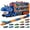 Blue, variant on Foldable Dinosaur Truck Toy with 12 Alloy Cars: 5-Car Chomping Drawer & 61.8" Dual Racing Tracks, Portable Monster Carrier No Assembly (Blue)