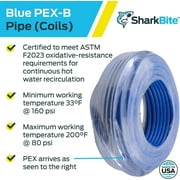 SharkBite U870B300 PEX Pipe 3/4 Inch, Blue, Flexible Water Pipe Tubing, Potable Water, Push-to-Connect Plumbing Fittings, 300 Feet Coil of Piping