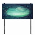 thumbnail image 3 of Gothic Headboard, Misty Horror Image of Autumn Valley with Woods Spooky Tree and Full Moon Scenery, Upholstered Decorative Metal Bed Headboard with Memory Foam, Twin Size, Navy Green, by Ambesonne, 3 of 4