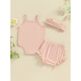 thumbnail image 4 of Bagilaanoe 3pcs Newborn Baby Girl Shorts Set Sleeveless Letter Print Romper Tops + Shorts + Headband 3M 6M 12M 18M Infant Casual Summer Clothes, 4 of 7
