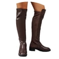 thumbnail image 5 of Fnooota Women's Knee High Boots, Block Heel Non Slip PU Round Toe Fall Winter Shoes Brown Size 8.5, 5 of 7