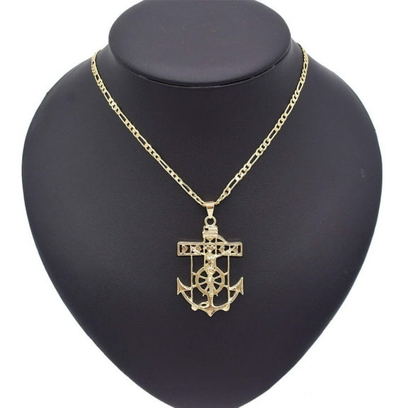 JoeytheJewelryNY 18k Layered Real Gold Filled jesus anchor pendant charm with 24" necklace chain #29