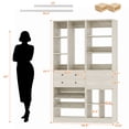 thumbnail image 6 of Homieasy Adjustable Walk-in Closet System, 10.7FT (72"-128.6") with 4 Wooden Drawers, 6 Hanging Rods, 3-Tier Shoe Rack & Grid Cubes, Heavy-Duty 1000LBS Capacity,White Oak, 6 of 6