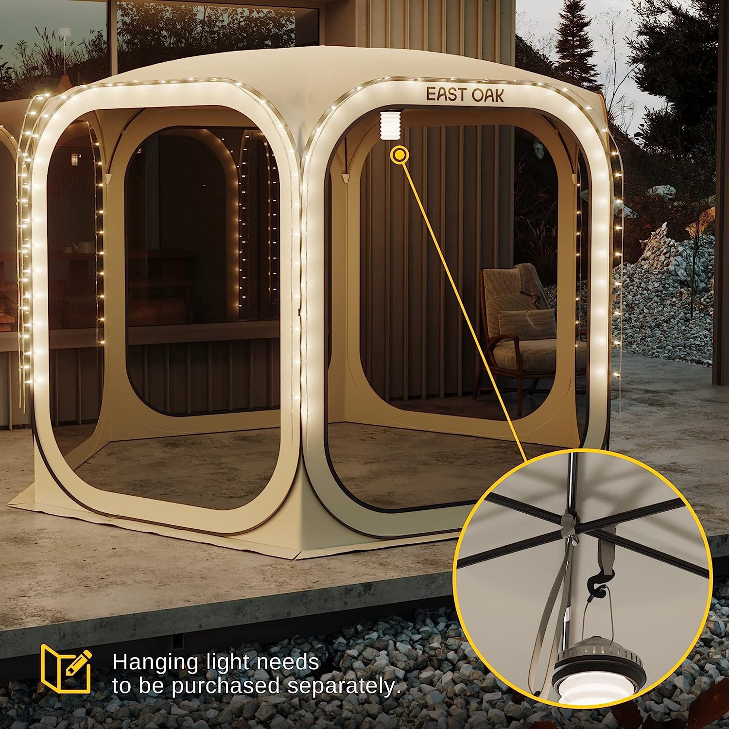 East Oak 6-Person 10' x 10' Instant Pop-Up Screen House with Mosquito Netting and Carry Bag, Brown