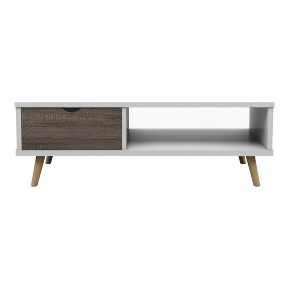 Furniture of America Paulson Wood 1-Drawer Coffee Table in White and Dark Gray