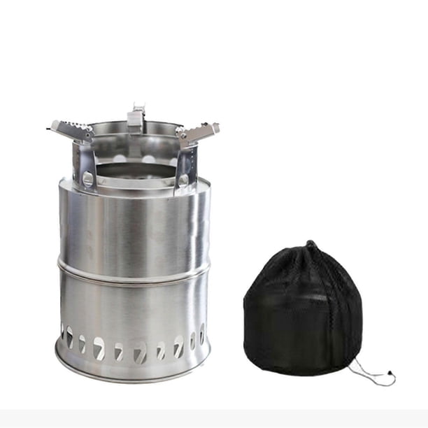 Portable Folding Windproof Wood Burner Stove Mini Stainless Steel Camping Stove Outdoor Hiking Backpacking Picnic BBQ Cooking