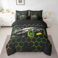 thumbnail image 3 of Manfei Racing Car 7pcs Bedding Comforter Set,Modern Geometric Hockeycomb Queen Bedding Sets,Green Black Queen Sheet Sets For Boys Kids,Ultra Soft Home Decor Reversible, 3 of 9