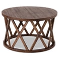 thumbnail image 1 of COZAYH Table Basse Ronde Rustique avec Base à Motif en X pour Salon, Brun, 1 of 10