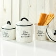 thumbnail image 5 of American Atelier, Round, White Ceramic Kitchen Canisters (Bless This Kitchen, Home & Family), 3pc, 5 of 5