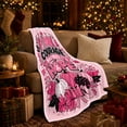 thumbnail image 3 of Breast Cancer Awareness Pumpkin, Festive autumn celebration Scene, Warm Flannel Blanket for Living Room and Reading Nook with Detailed Artwork, Art Lovers autumn celebration Gift, Festive Home Decor, 3 of 9