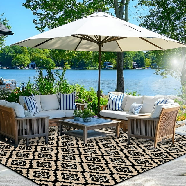 Alfombra de exterior Wallona, 244 x 305 cm, impermeable, reversible