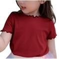 thumbnail image 4 of AherBiu Girls T Shirts Ruffle Short Sleeve Tops Cotton Soft Tee Tops Crewneck Casual Solid Color Tshirts 1-9 Years, 4 of 4