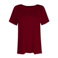 thumbnail image 6 of Summer Tops for Women Women's Solid Color Round Neck Slim Short Sleeve T-Shirt, 6 of 7