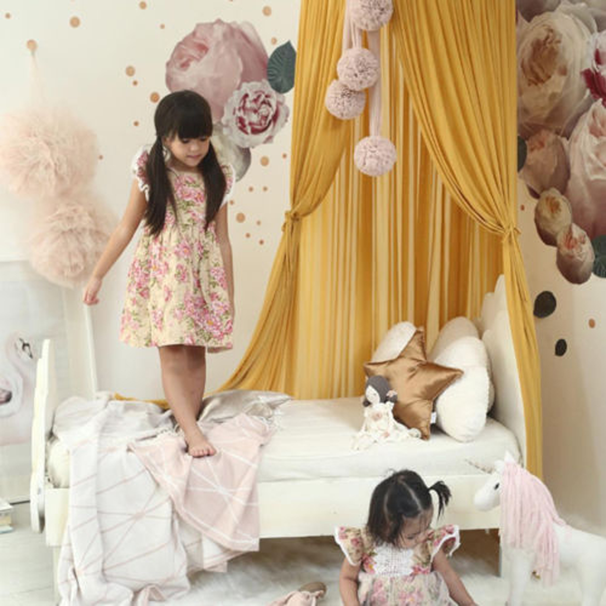 Wsevypo Dome Princess Bed Canopy Round Lace Mosquito Net Hanging House Netting Curtains