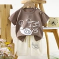 thumbnail image 2 of ZHANGDER Toddler Baby Boy Outfit Casual Outfit Short Sleeve T-Shirt Tops + Shorts Set Summer Clothes, Gray 5-6 Years, 2 of 5