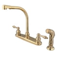 thumbnail image 1 of Kingston Brass GKB712ALSP Water Saving Victorian High Arch Kitchen Faucet with Sprayer, Polished Brass, 1 of 1