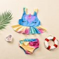 thumbnail image 2 of Traje de baño de unicornio para niñas Trajes de baño Bikini de tankini con volantes para niñas Traje de baño de dos piezas Ropa de playa, 4-5 años, Rainbow-1 Feliz Sencillez, 2 of 5