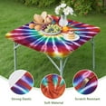 thumbnail image 4 of Colorful Rainbow Tie Dye Spiral Pattern Square Fitted Tablecloth with Elastic Edge,Square Table Cover,Washable Elastic Table Cover for Home Kitchen Party Decor 34"x34", 4 of 6