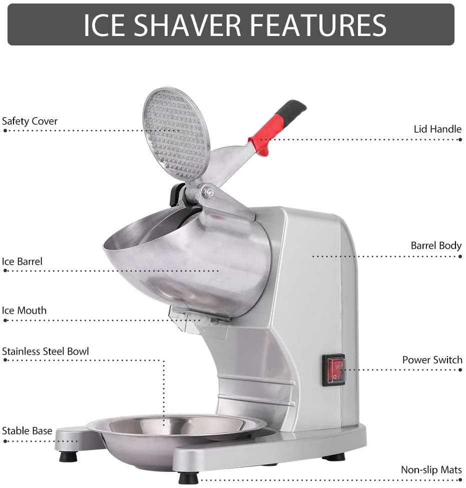 11 Inch Height Electric Dual Blades Ice Crusher Shaver Snow Cone Maker Machine Silver 143lbs Hr For Home And Commercial Use Walmart Com Walmart Com