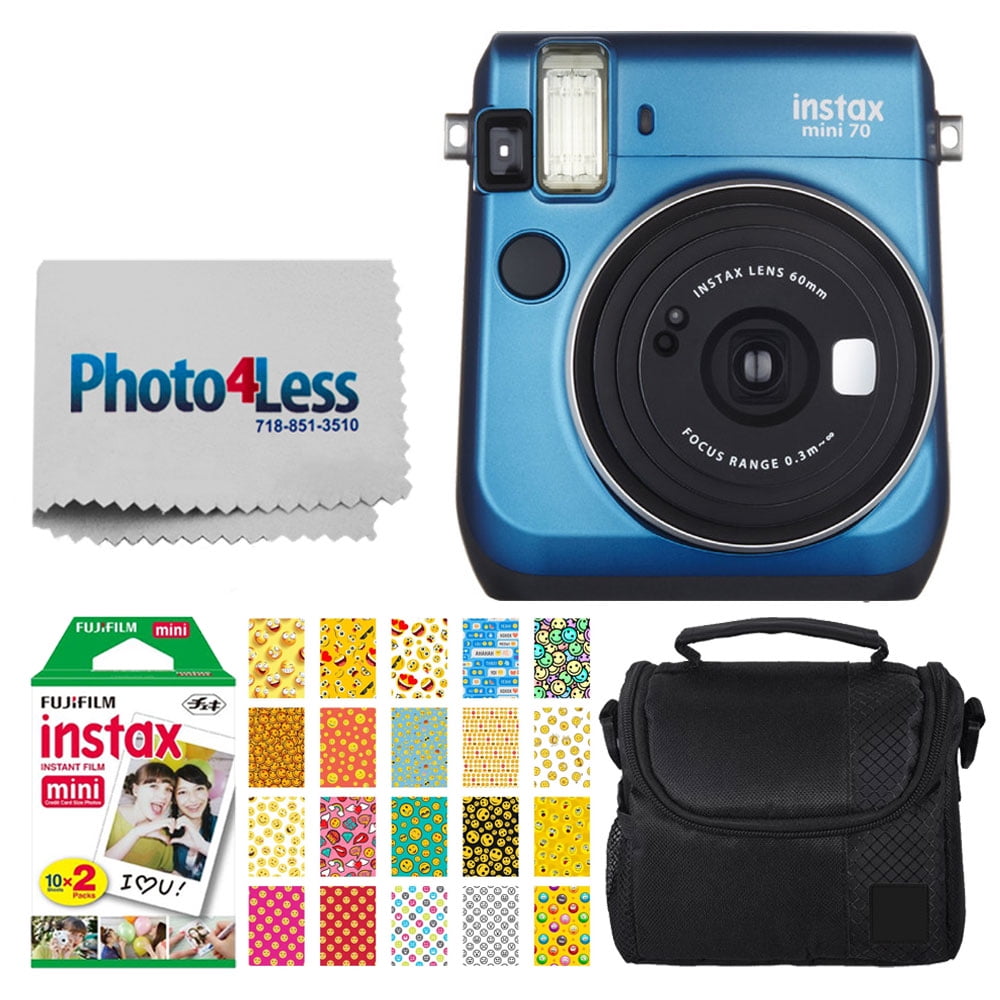 gezagvoerder Tien Tekstschrijver Fujifilm instax Mini 70 Instant Film Camera (Island Blue) + Fujifilm Instax  Mini Twin Pack Instant Film + Small Digital Camera/Video Case + 20 Sticker  Frames for Fuji Instax Prints Emoji Package - Walmart.com