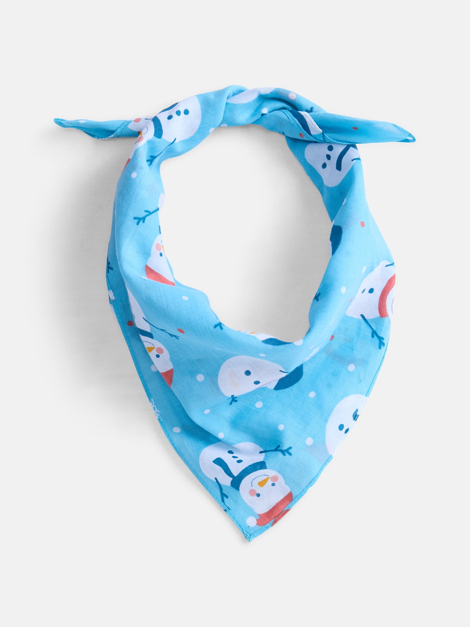 Holiday Time Woven Jolly Snowmen Bandana, One Size, Blue, Cotton